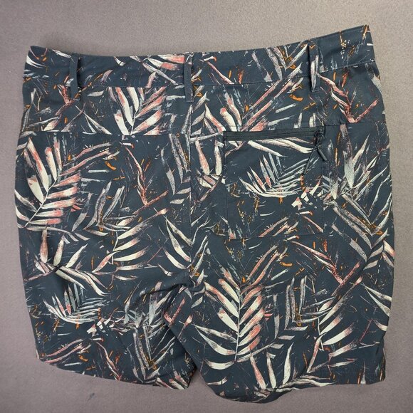 All in Motion Shorts Mens Medium Blue Palm Leaf Print Stretch Golf Zip Pocket - Picture 4 of 10